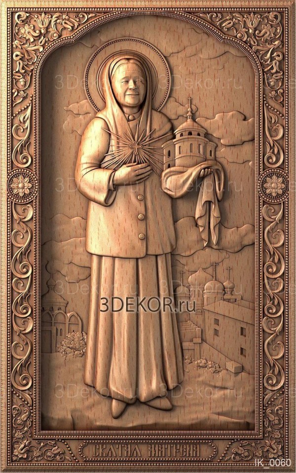 Икона Святая блаженная Матрона Московская, резьба по дереву