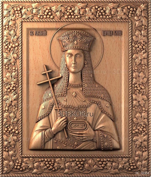 Икона Святая Равноапостольная царица Елена, резьба по дереву